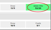 Bet selection at 10bet, showing the latest events you can wager on