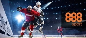 Players in an ice hockey match overlayed by 888sport logo