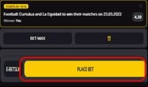 bet confirmation at LV Bet