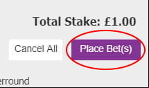 A total stake of $1 being placed on a Betdaq event
