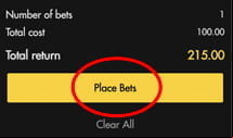 The Bethard bet slip confirmation