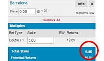 Adding the bet stake into the bet slip
