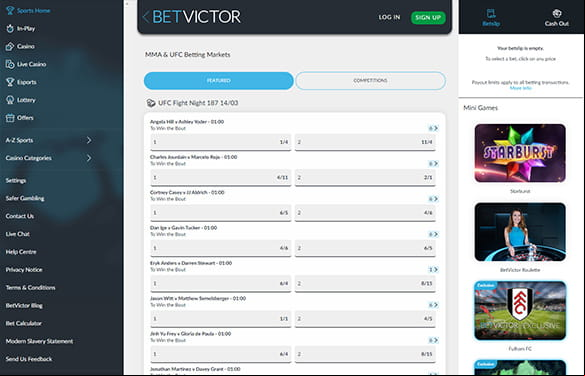 The live betting suite at BetVictor.