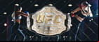 Fighter wearing her championship belt.