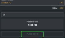 Volt Casino Sports betslip with the stake amount shown