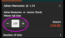 The SportNation betting slip with the stake amount field