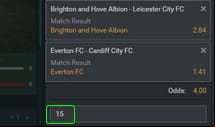 Volt Casino Sports bet slip close up with the selections shown