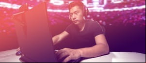 A live professional esports competition being played live