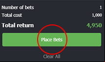 FansBet bet confirmation page