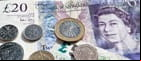 Cash in coins and notes.