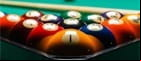 The balls lined up for a snooker break.