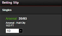 entering the stake in the bet slip