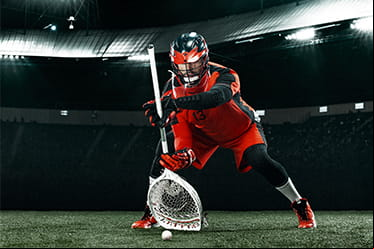 Lacrosse goaltender in stadium