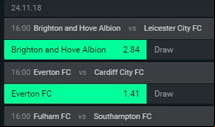 Volt Casino Sport markets on selection, close-up