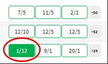 QuinnBet make a selection by choosing one of the bets circled in red