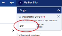 Stake selection at Sky Bet