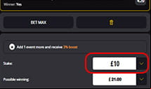 stake selection at LV Bet