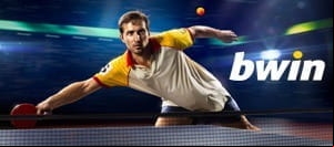 Table tennis player and a Bwin logo
