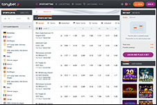 TonyBet homepage and betting platform thumb