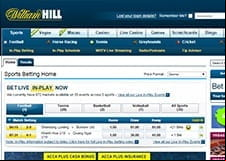 Main page of the platform at William Hill