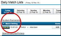 Choosing your bet selections at William Hill